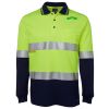 JB's HV L/S (D+N) COTTON BACK POLO LIME/NVY - XS Thumbnail