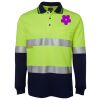 JB's HV L/S (D+N) COTTON BACK POLO LIME/NVY - XS Thumbnail