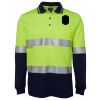 JB's HV L/S (D+N) COTTON BACK POLO LIME/NVY - XS Thumbnail